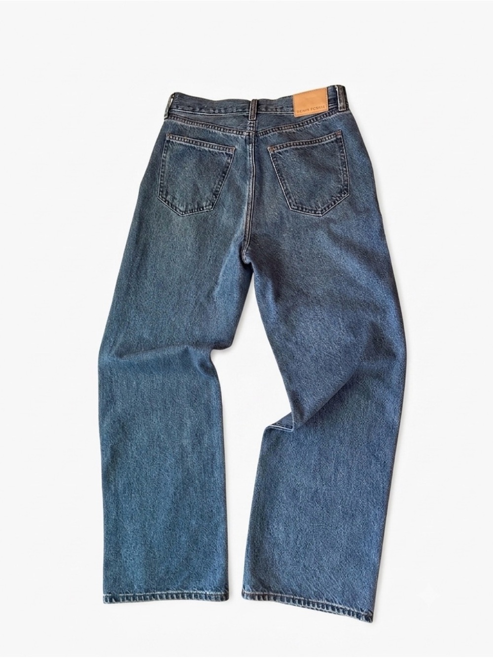 Denim Forum Farrah Hi-Rise Wide-Leg Jeans in Mid Blue - 28 - Picture 11 of 11